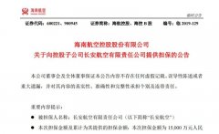 中(zhong)東國(guo)際(ji)國(guo)際(ji)快遞-海航控股：爲(wei)長(zhang)安(an)航空1.5億元借款提供擔保（附圖）