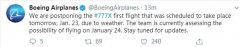 紐約國(guo)際(ji)空運-天氣(qi)不給力(li) 777X飛機(jī)首飛計(ji)劃推遲