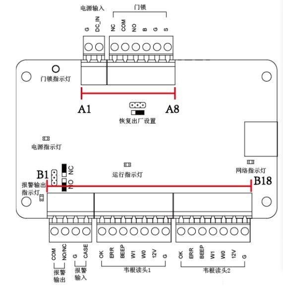 海康威视K28系列门禁主机接门锁和开门按钮方法